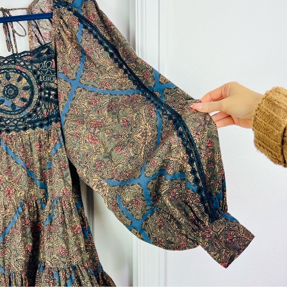 Free People Paisley Mini Dress in Black and Blue - Picture 11 of 13